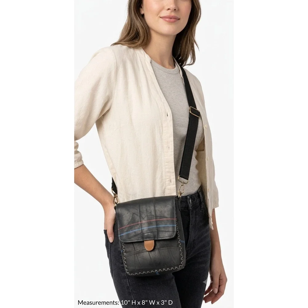 GANESHHIMAL Hand Woven Crossbody Bag Black Recycled Unique One of a Kind‎